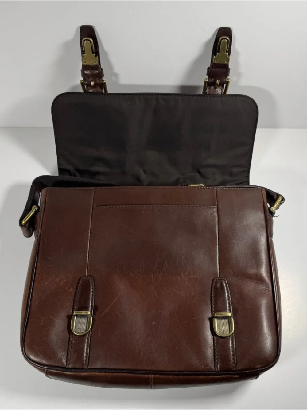 Fossil Brown Leather Messenger Bag Crossbody Men/Unisex City Bag Size